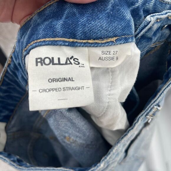 Rolla's Womens Blue Light Wash Distressed Ripped Cropped Straight Jeans Size 27 - Picture 6 of 7
